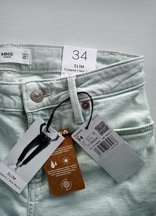 Mango джинси slim 34 вибілений синій укорочені jeans slim cropped манго