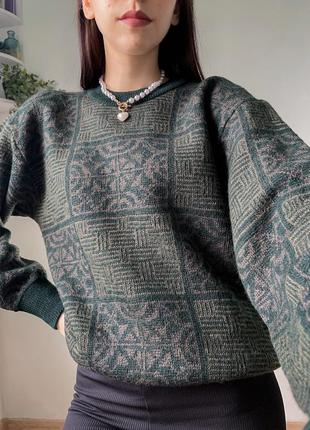 Вінтажний светр ретро шерстяний джемпер кофта люкс в’язаний об’ємними рукавами5 фото
