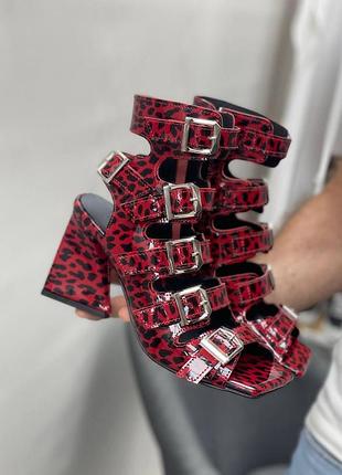Красные дизайнерские босоножки лето натуральная кожа лак 36-41