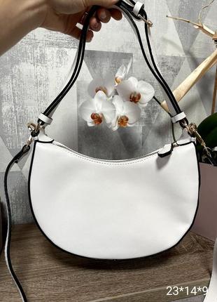 Жіноча сумка велика біла золото турція, сумка міні клатч полумісяць через плече чорна туреччина сумка піл стиль fendi фенди фенді