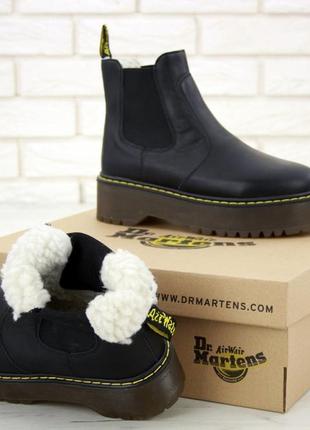 Dr.martens - platform chelsea ботинки женские с мехом /осень/зима/весна😍6 фото