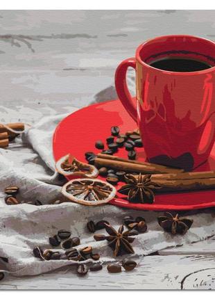 Картина за номерами на полотні з підрамником "кава з кардамоном", набір акриловий живопис цифрами