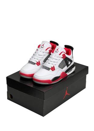 Жіночі кросівки nike air jordan 4 retro all white red