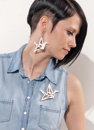 Серьги «белая птичка» серьги-подвески белые птички