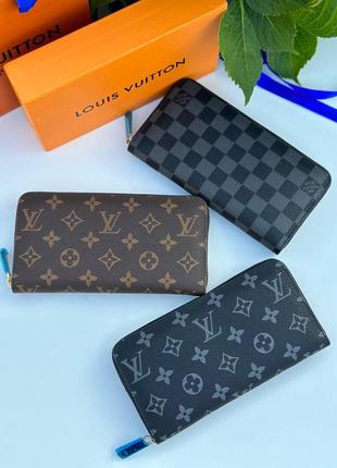 Кошелек на змейке молнии канва черный брендовый в стиле луи витон louis vuitton5 фото