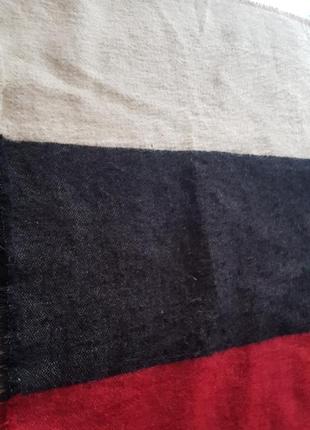 Шикарный огромный шарф палантин шаль плед чёрно бежево красный7 фото