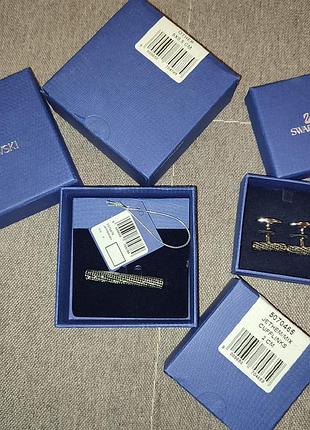 Запонки и зажим для галстука swarovski