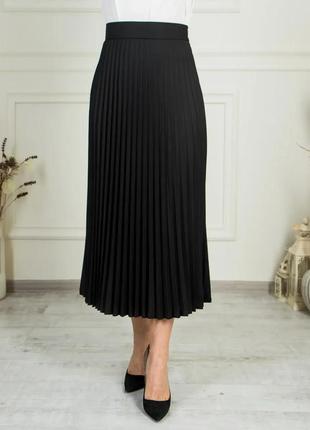 Женская черная юбка плиссе размеры 44-565 фото