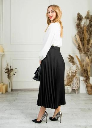 Женская черная юбка плиссе размеры 44-568 фото