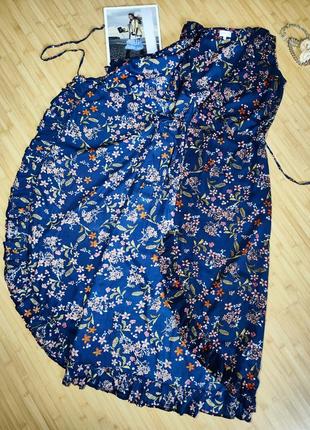 Apricot 💐вискозное темно-синее платье с запахом в цветочный принт, u9 147 фото