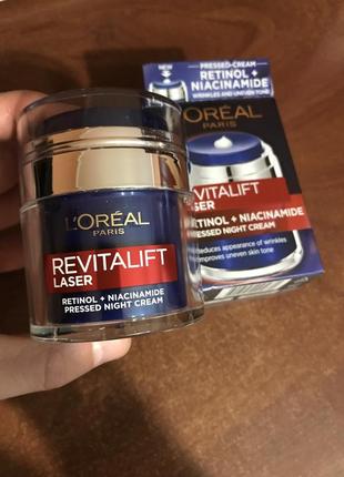 Ночной крем l'oreal paris revitalift лазер против морщин и для улучшения тона кожи лица с ретинолом и никотинамидом 50 мл