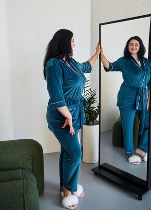 Велюровый домашний костюм пижама р.2xl,3xl,4xl,5xl4 фото