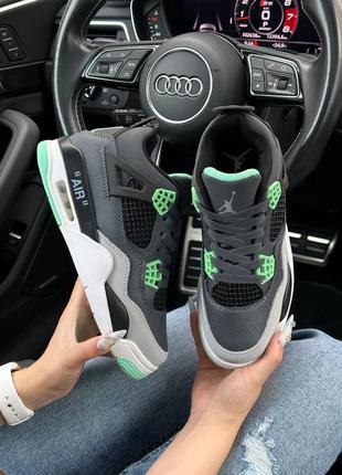 Женские кроссовки nike air jordan 4 retro x off-white green glow 36-37-38-39-40-41