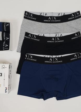 Белье нижнее комплект трусов 3шт armani exchange. мужские трусы боксеры из хлопка армани эксчендж