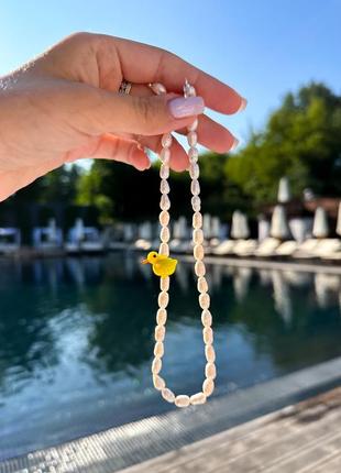 Ожерелье жемчуга уточка колье из жемчужин