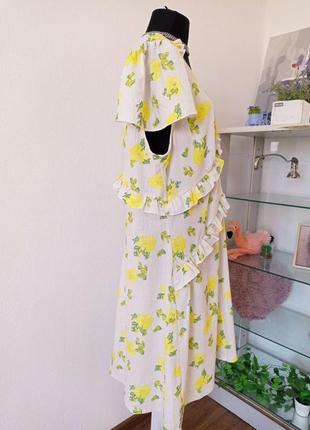 Стильное платье трапеция, цветочный принт, Открытые плечи3 фото