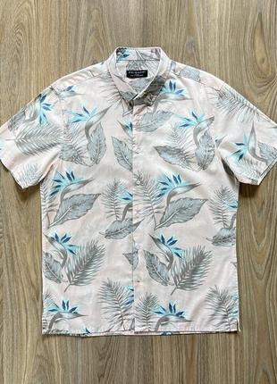 Мужская хлопковая рубашка гавайка с тропическим принтом primark1 фото