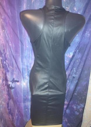 Сексуальное платье под кожу с сеткой на молнии3 фото