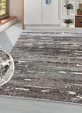 160*230 см ворсовый ковер victoria серого цвета, абстракция, на пол в комнату или кухню
