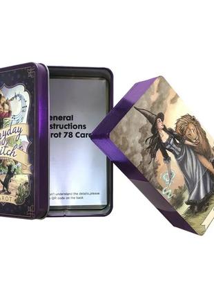 Карты таро ведьма каждый день everyday witch tarot с фиолетовым срезом в металлической коробочке4 фото