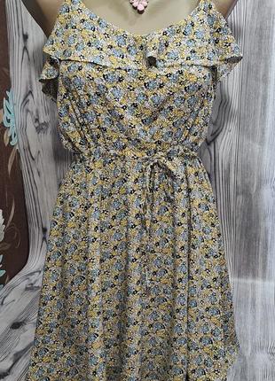 Летний сарафан-платье на бретелях р.xs-s\42-44 вискоза сарафан в цветы