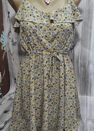 Летний сарафан-платье на бретелях р.xs-s\42-44 вискоза сарафан в цветы