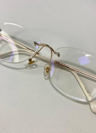 Корректирующие очки безоправные женские, золотистый5 фото