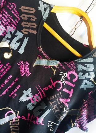 Женская девичья футболка туника, состав хлопок, газетный принт2 фото