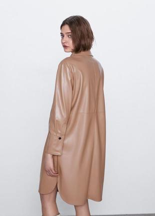 Zara  платье рубашка эко кожа