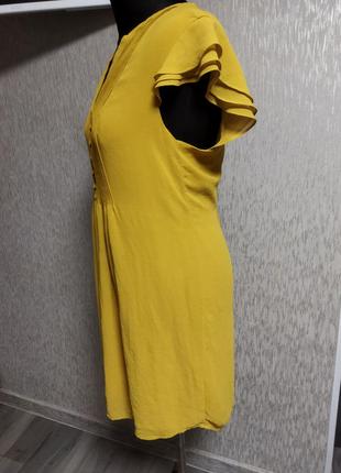 Невесомое шифоновое платье горчичного цвета5 фото