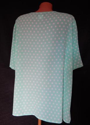 Блуза 🌿батал, мятного цвета 🔹короткий рукав в горошек julietta(22 размер)9 фото