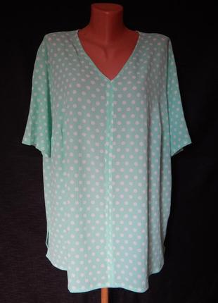 Блуза 🌿батал, мятного цвета 🔹короткий рукав в горошек julietta(22 размер)10 фото