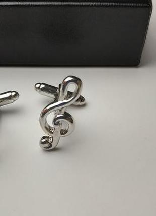 Запонки скрипичный ключ + коробочка с бархата в комплекте3 фото
