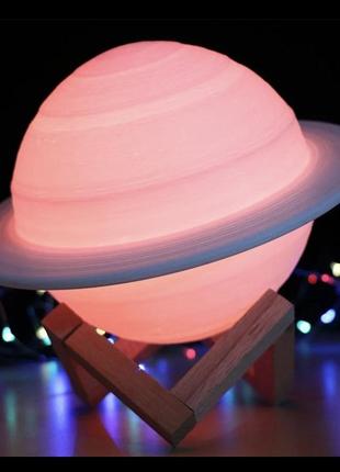 3d светильник сенсорная лампа сатурн с usb заряд9 фото