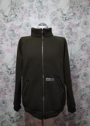 Худи мужской хаки теплый зимний толстовка на молнии футер трехнитка с начесом 46