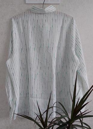 Белая блуза в зеленую полоску m&s classik (размер 20)7 фото