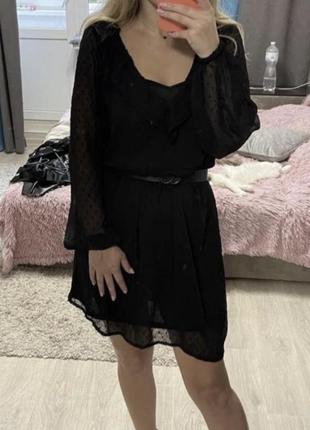 Платье новое черное короткое в горошек h&m4 фото