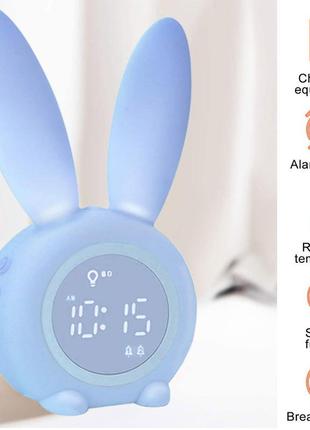 Дитячий будильник із кроликом, перезаряджуваний нічник із сенсорним керуванням9 фото