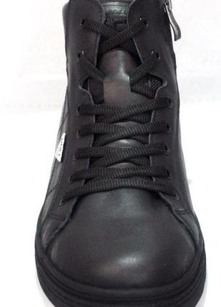 Размеры 40, 41, 42, 43, 44, 45  зимние, теплые, трекинговые кожаные ботинки кроссовки maxus на меху, черные3 фото