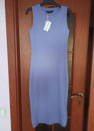 Платье сиреневое в рубчик1 фото