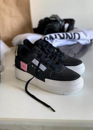 Шикарні кросівки унісекс nike air force shoe lace tops black шкіра