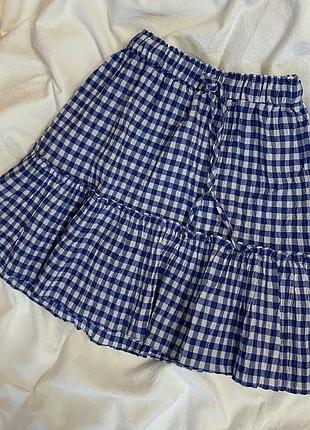 Юбка бело синяя в клетку koton