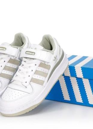 Жіночі кросівки adidas forum white/green ( білі шкіряні кросівки адидас форум класичні)5 фото