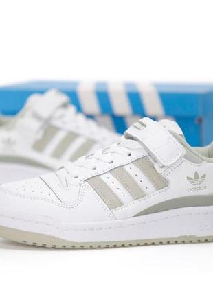 Жіночі кросівки adidas forum white/green ( білі шкіряні кросівки адидас форум класичні)2 фото