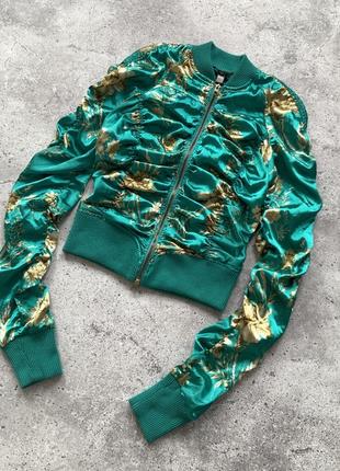 Vintage roberto cavalli bomber винтаж женский бомбер куртка ветровка с драпировкой дизайнерская роберто кавалли оригинал3 фото