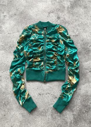 Vintage roberto cavalli bomber винтаж женский бомбер куртка ветровка с драпировкой дизайнерская роберто кавалли оригинал1 фото