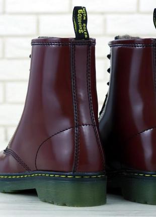 Dr martens меховые женские ботинки в бордовом цвете /осень/зима/весна😍6 фото