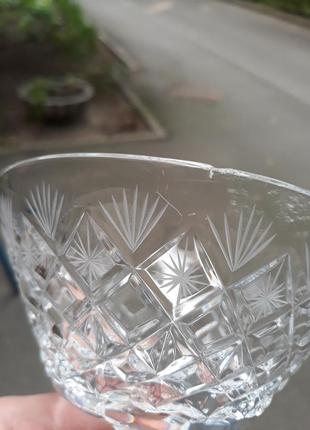 Хрустальная ваза для конфет ромбы хрусталь бокал посуда стекло ссср7 фото