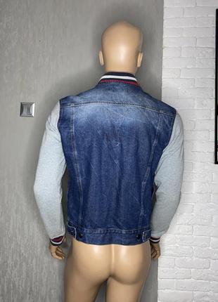 Джинсова куртка з трикотажными рукавами cbj denim collection, s2 фото