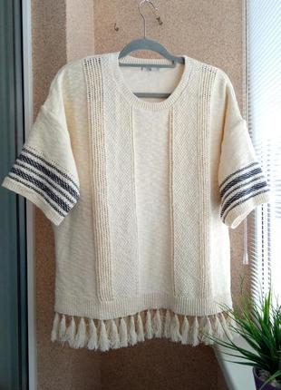 Красивый вязаный свитер /кофточка в стиле бохо из натуральной ткани котон2 фото
